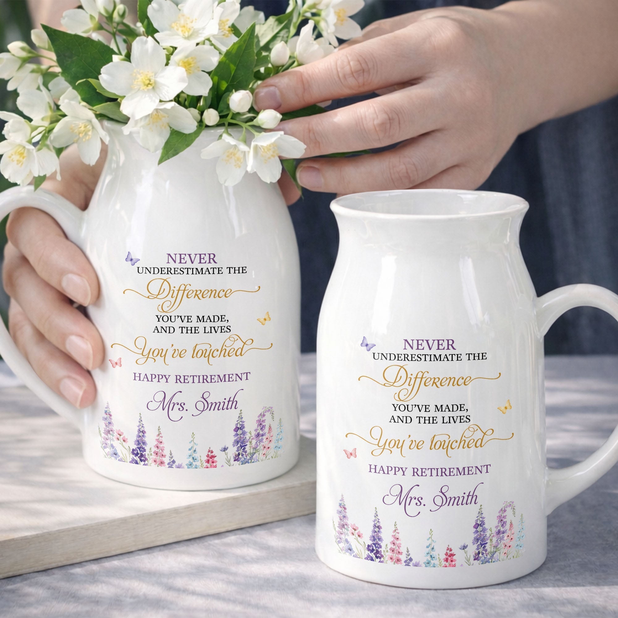 Personalized Ceramic Flower Vase Custom Retirement Gift