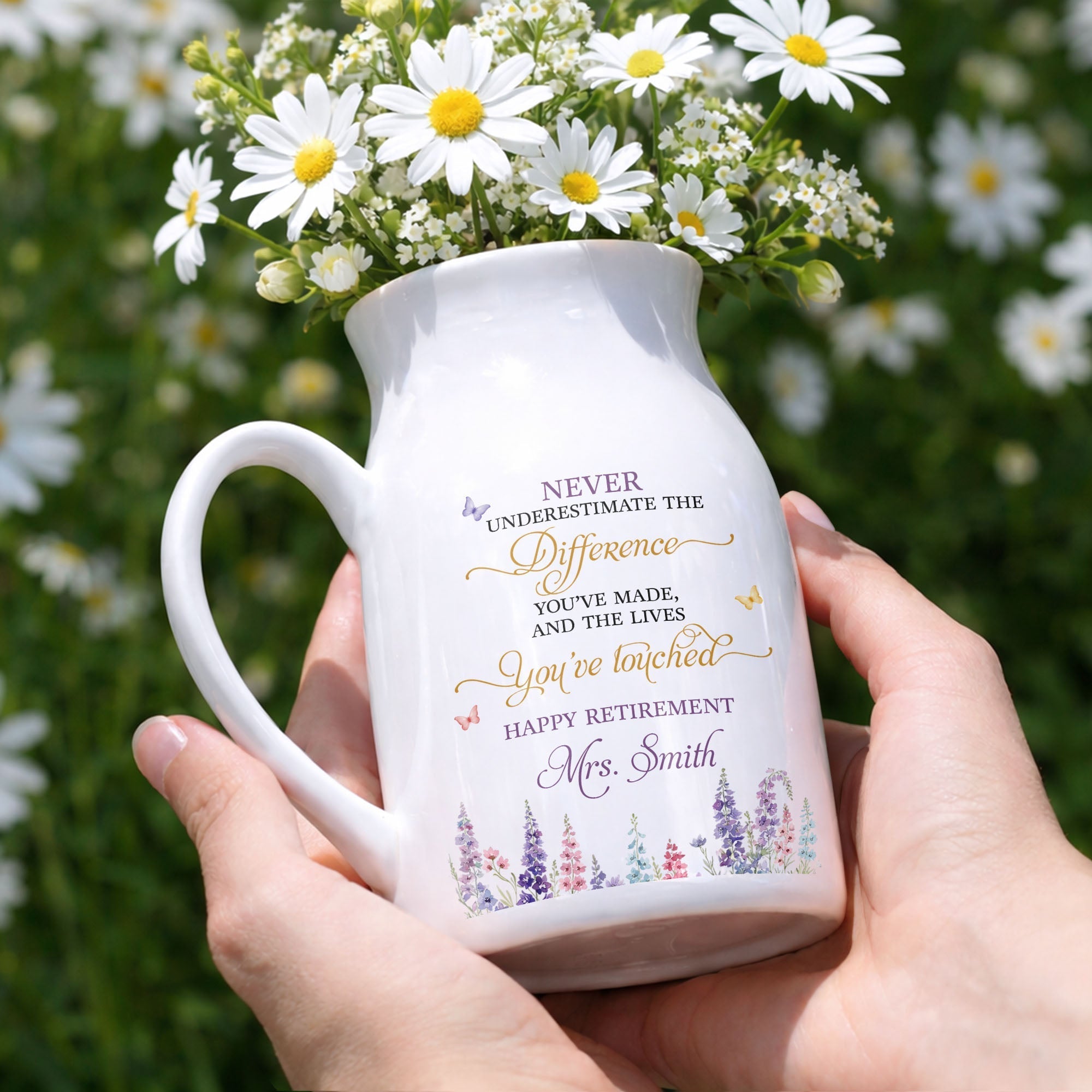 Personalized Ceramic Flower Vase Custom Retirement Gift