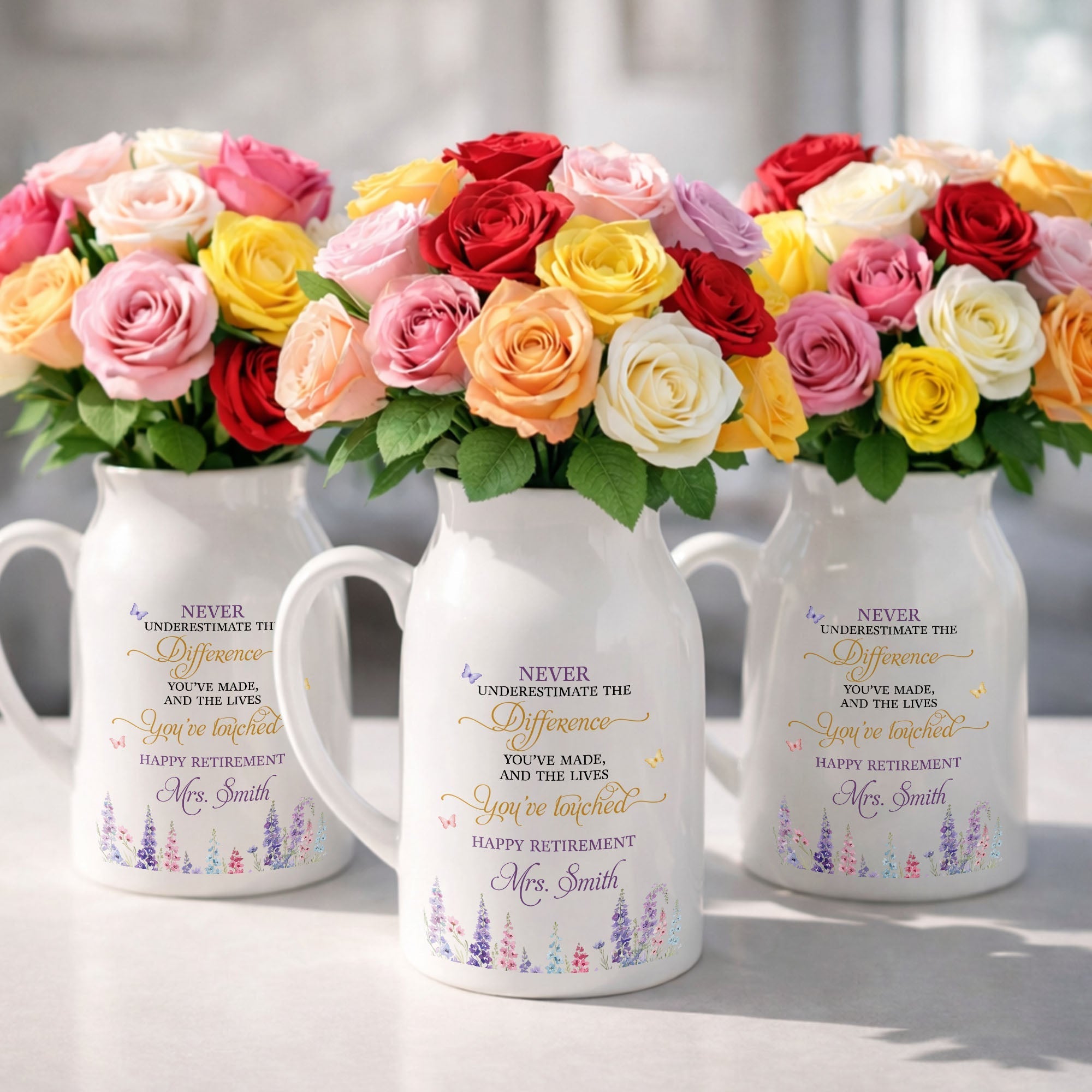 Personalized Ceramic Flower Vase Custom Retirement Gift