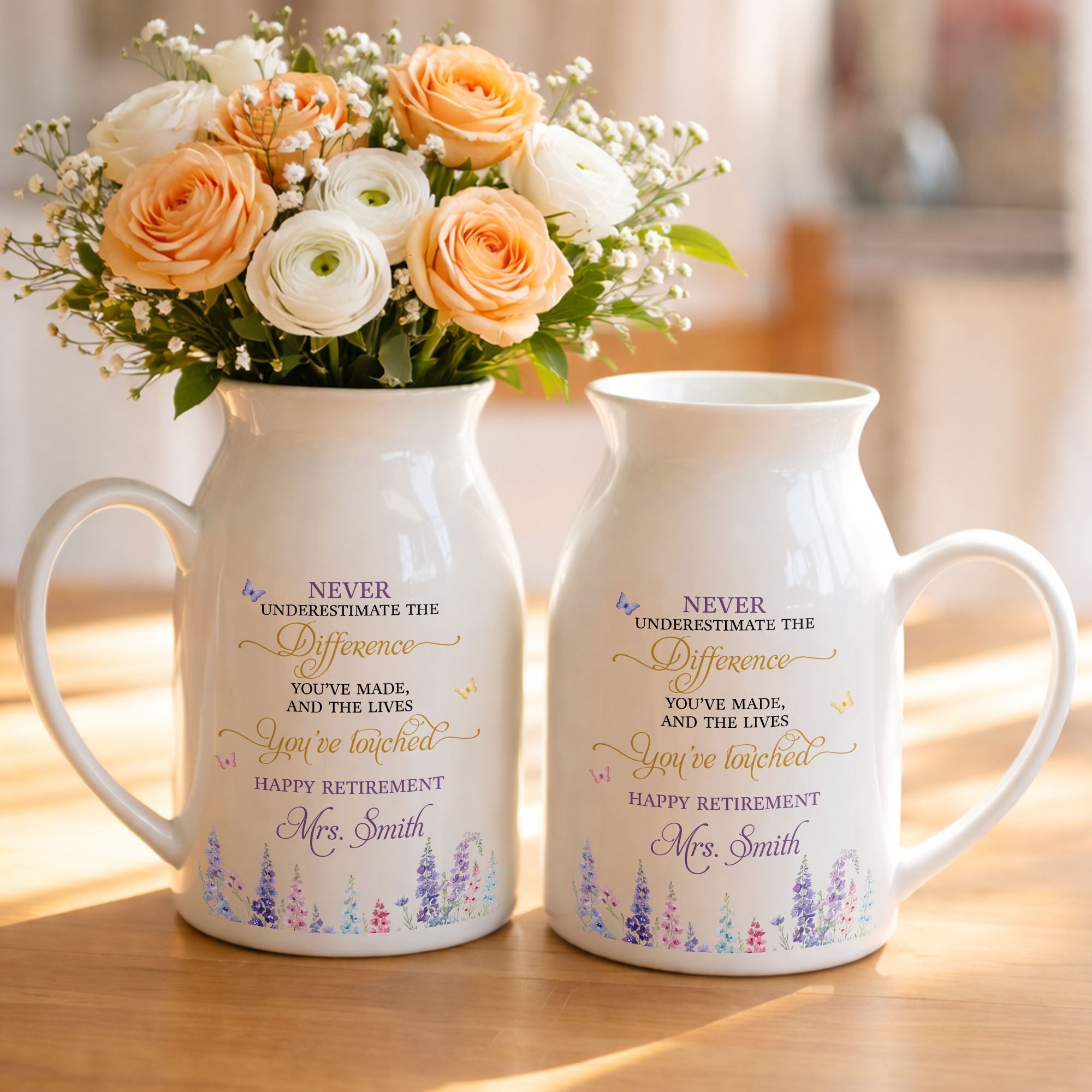 Personalized Ceramic Flower Vase Custom Retirement Gift
