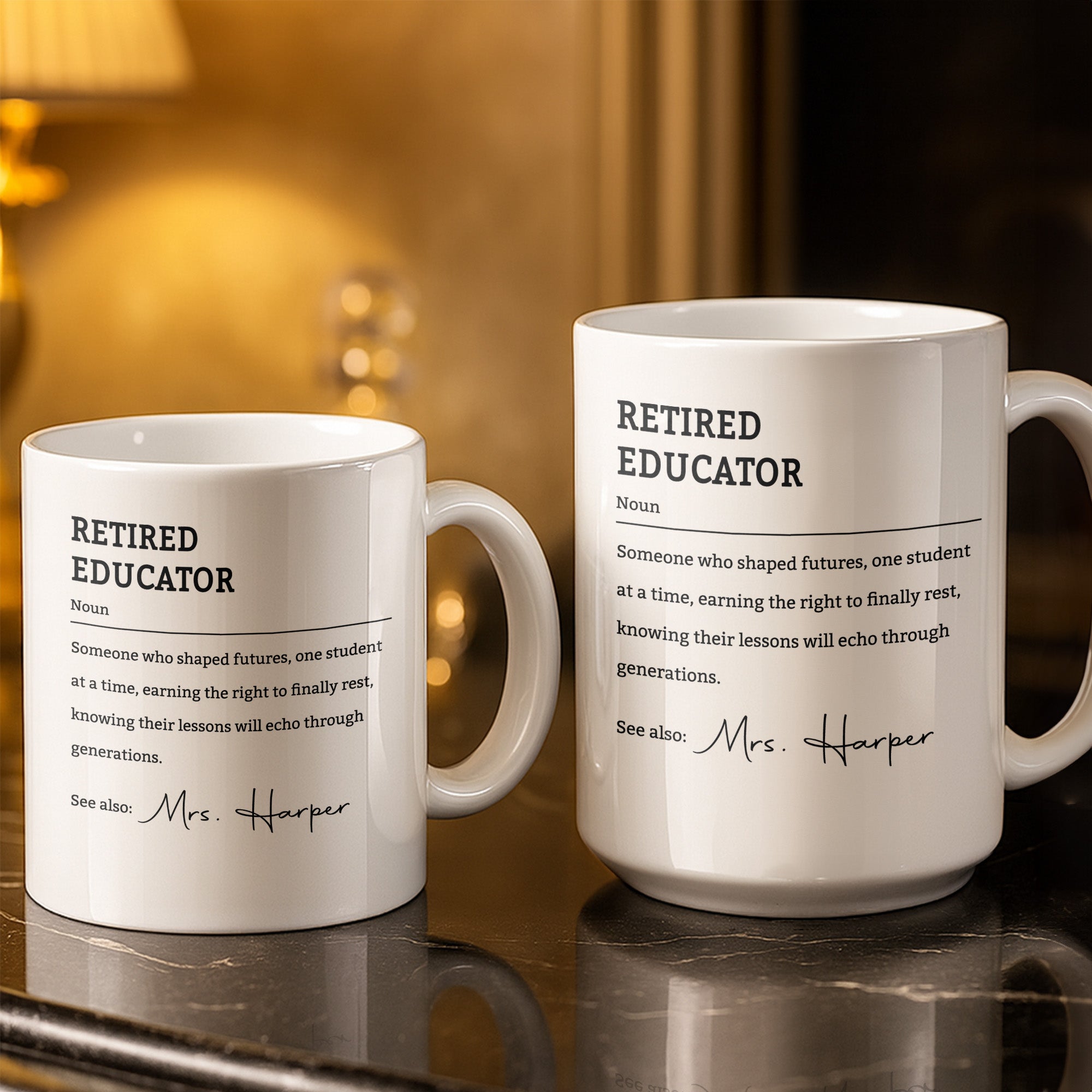Personalized Coffee Mug Retired Educator Definition Gift