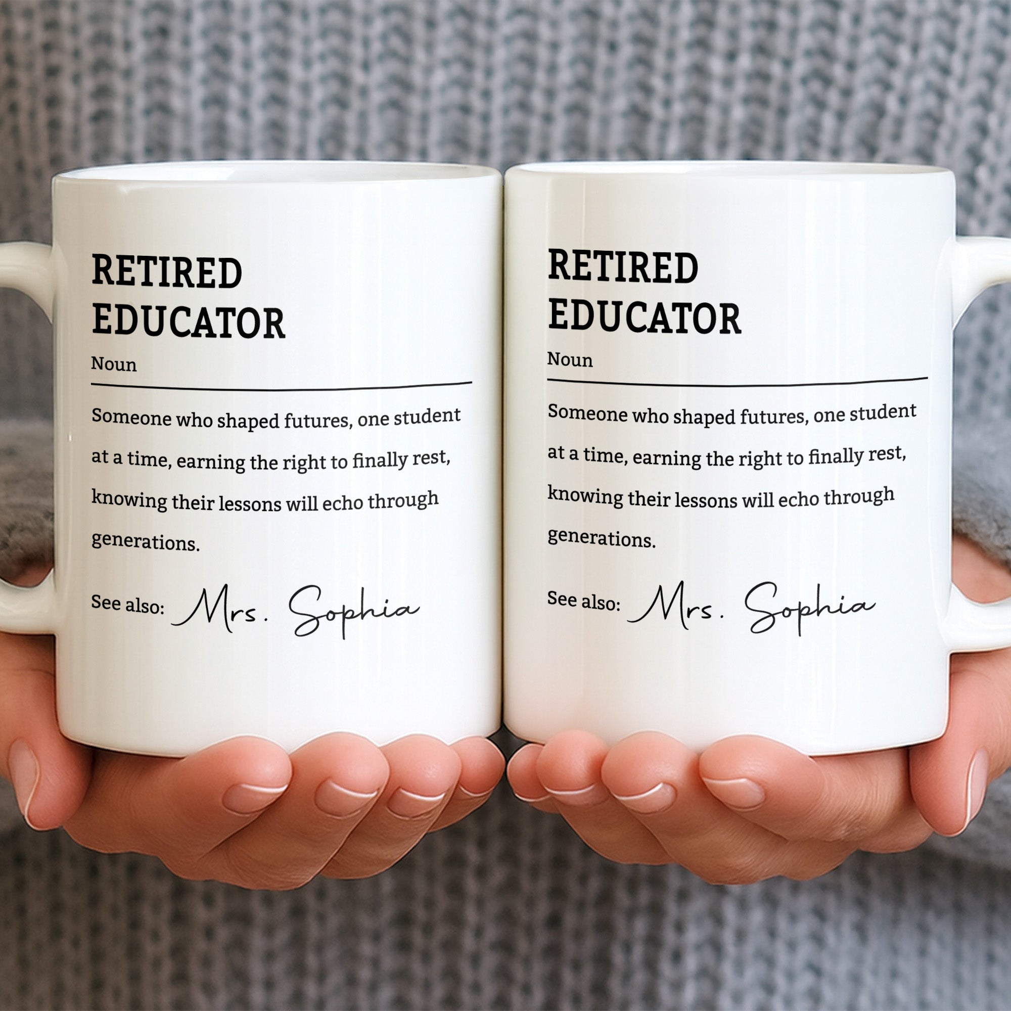 Personalized Coffee Mug Retired Educator Definition Gift