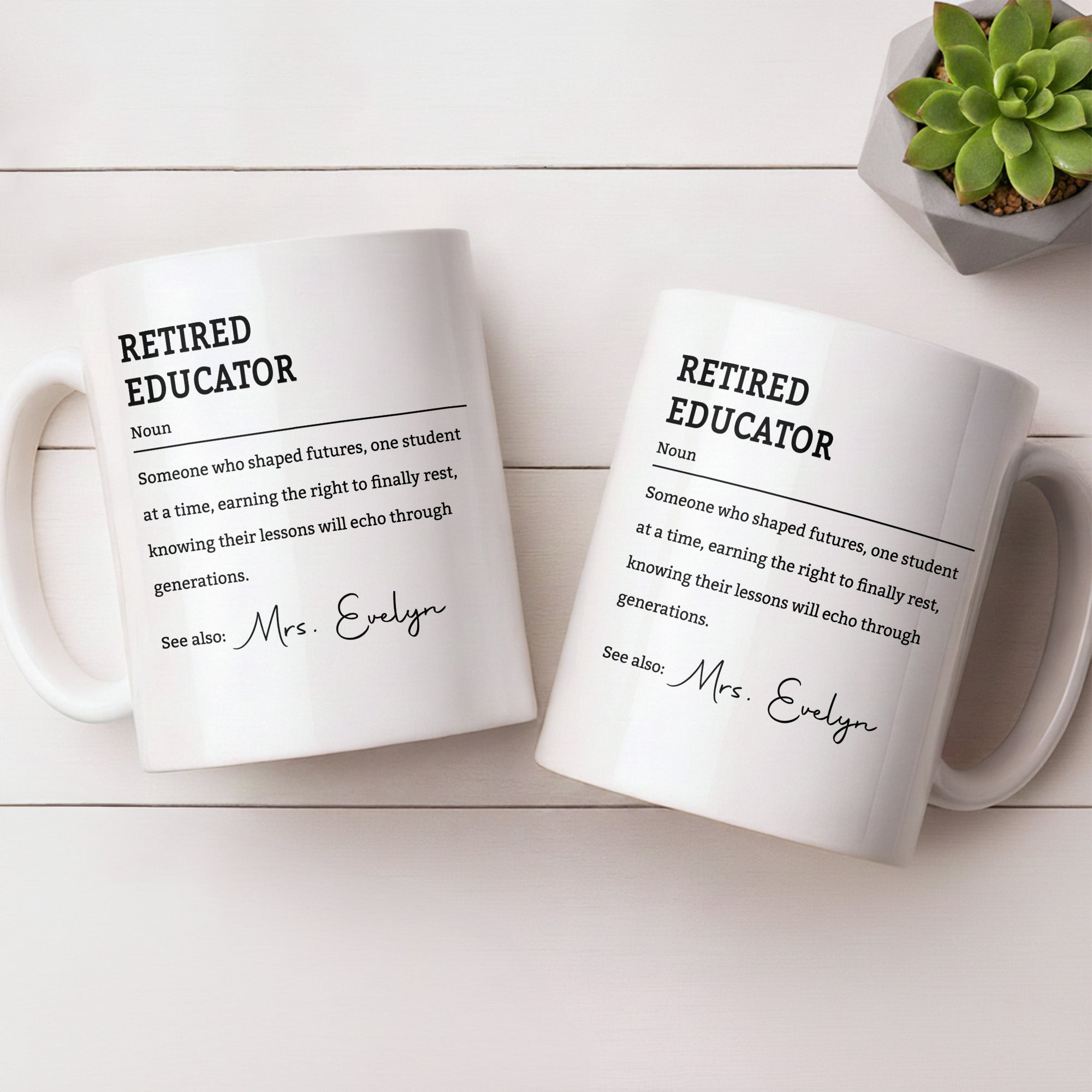 Personalized Coffee Mug Retired Educator Definition Gift