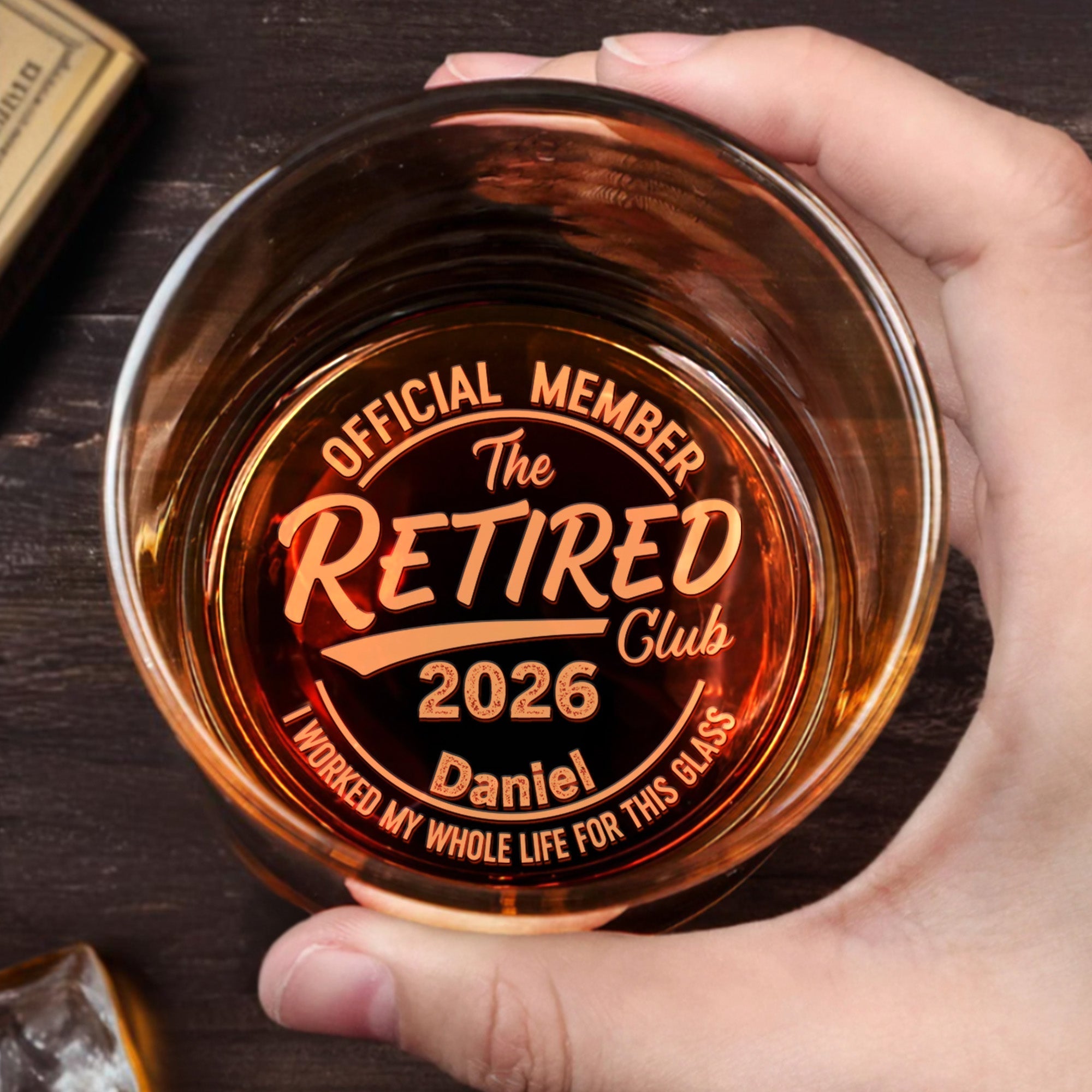 Personalized Engraved Whiskey Glass Retirement Gift for Dad