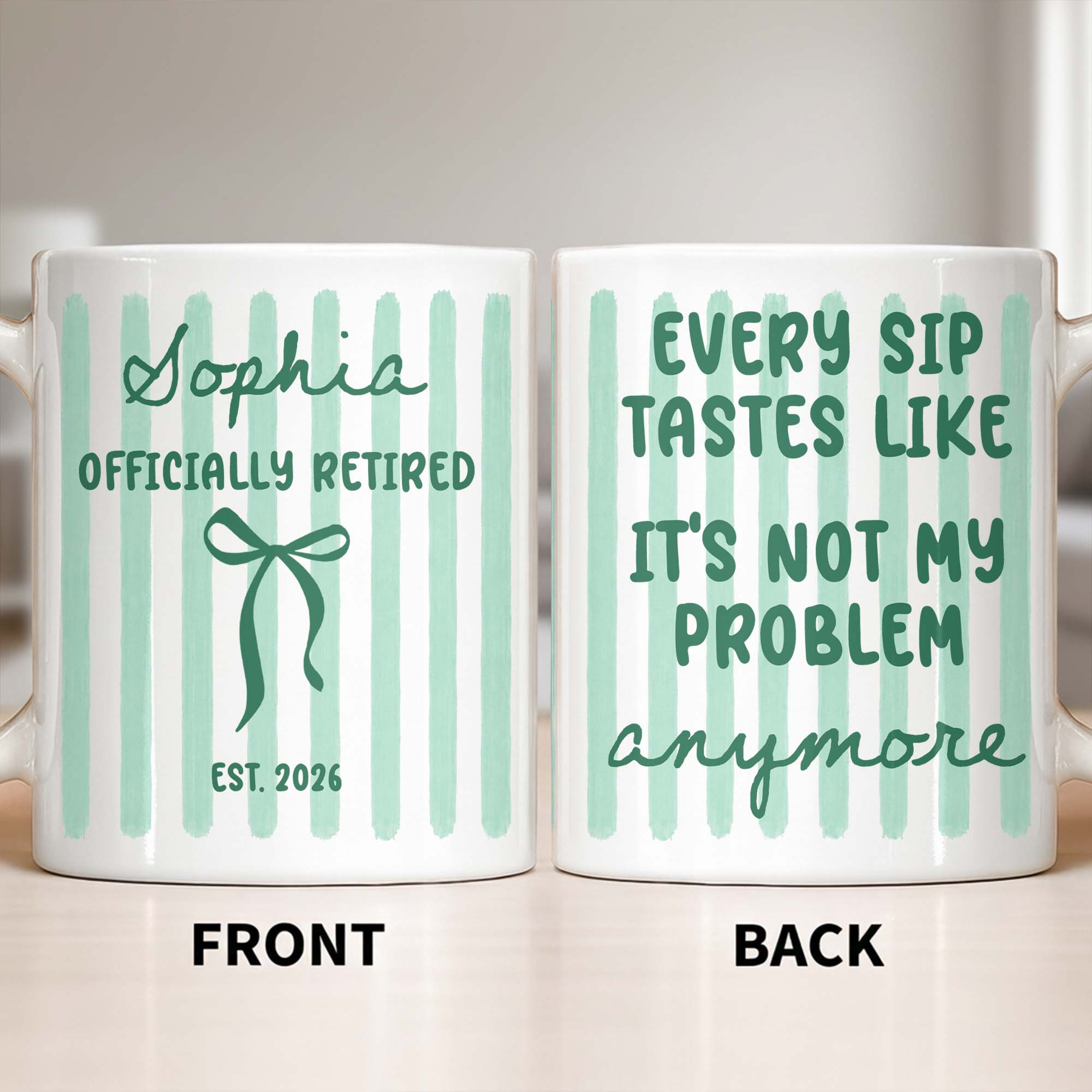 Personalized Coffee Mug for Retired Friends Custom Name Gift