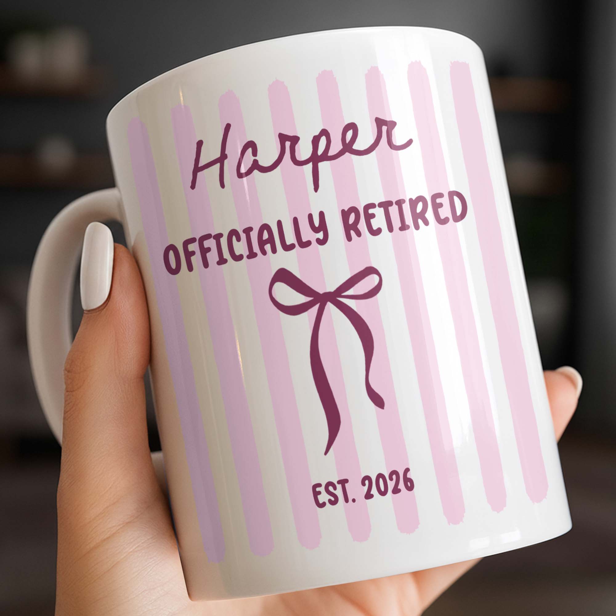 Personalized Coffee Mug for Retired Friends Custom Name Gift
