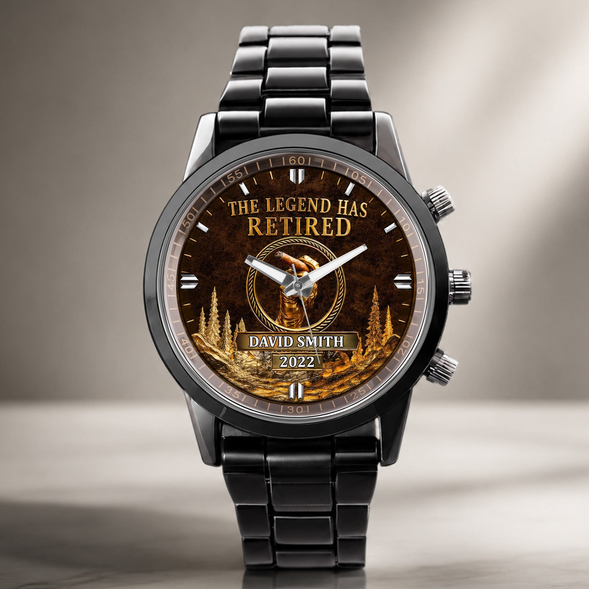 Personalized Custom Men's Watch with Cigar Design Gift for Dad