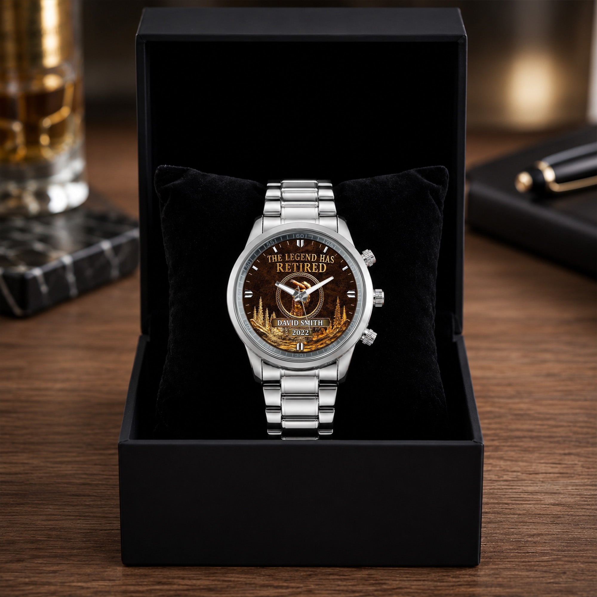 Personalized Custom Men's Watch with Cigar Design Gift for Dad
