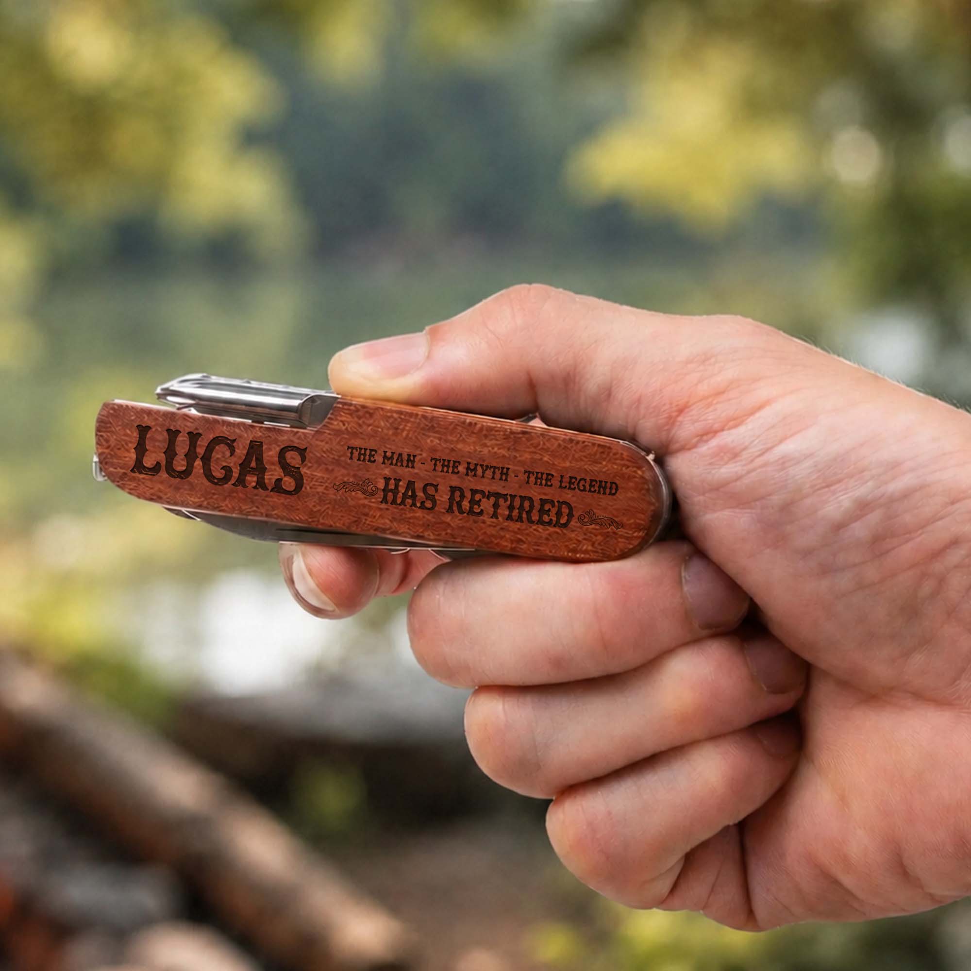 Personalized Wooden Multi Tool Custom Name Gift for Dad Retirement