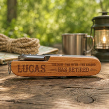 Load image into Gallery viewer, Personalized Wooden Multi Tool Custom Name Gift for Dad Retirement

