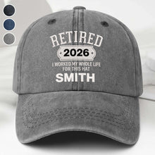 Load image into Gallery viewer, Personalized Washed Denim Cap Custom Name Retirement Gift
