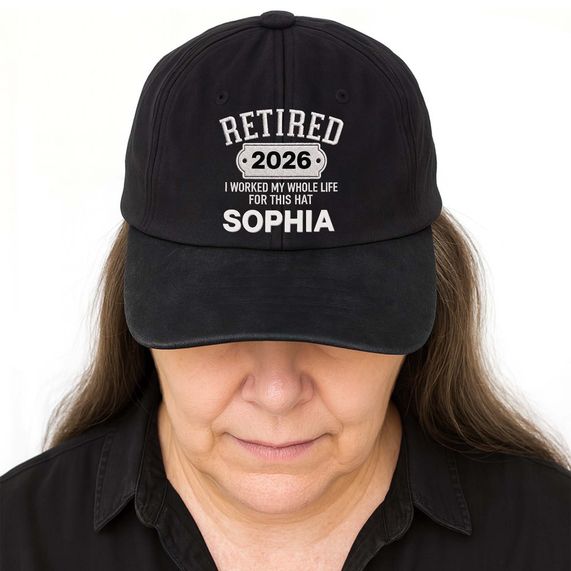 Personalized Washed Denim Cap Custom Name Retirement Gift