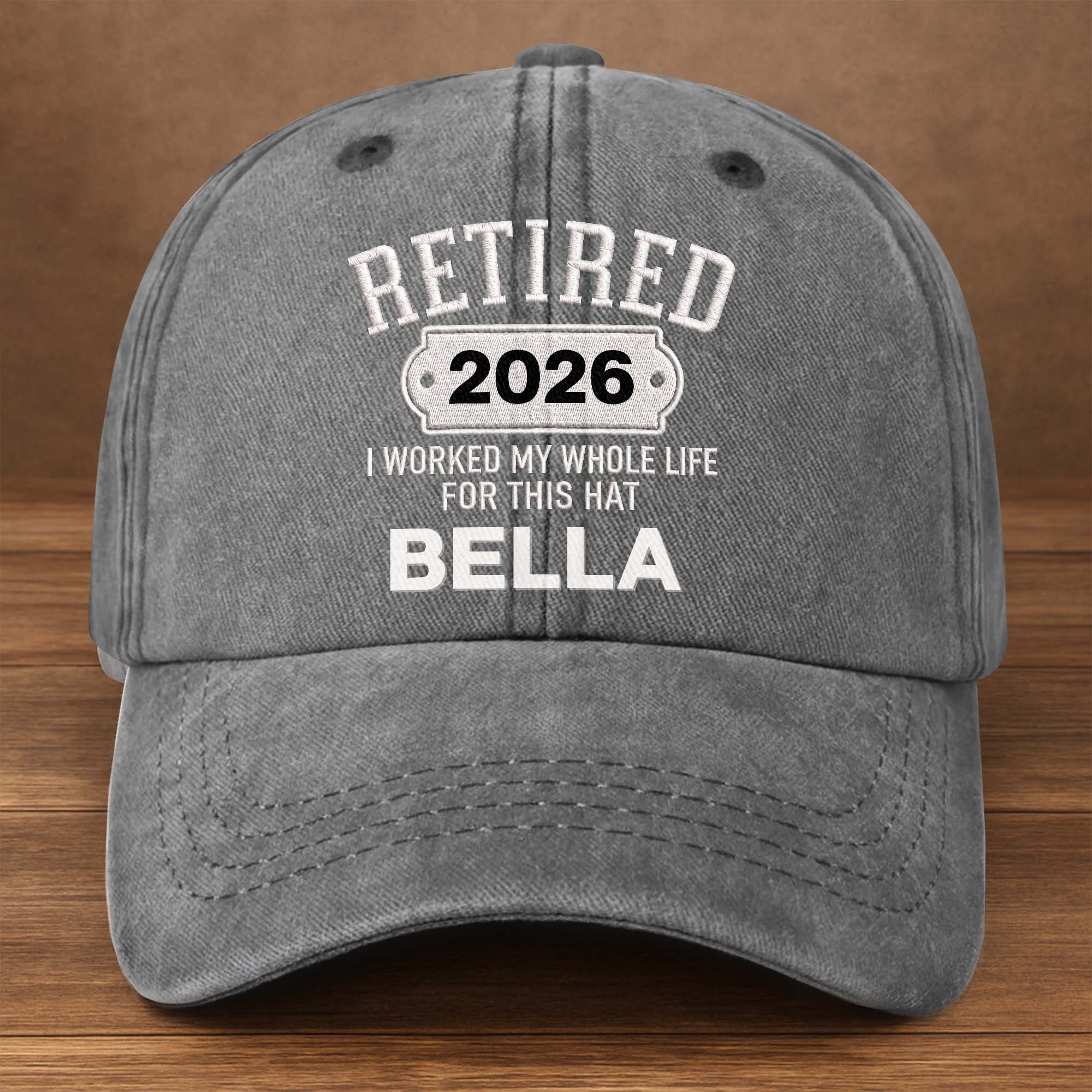 Personalized Washed Denim Cap Custom Name Retirement Gift