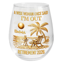 Load image into Gallery viewer, Personalized Stemless Wine Glass Beach Chair Retirement Gift
