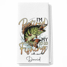 Load image into Gallery viewer, Personalized Fishing Kitchen Towel Custom Name Gift for Dad
