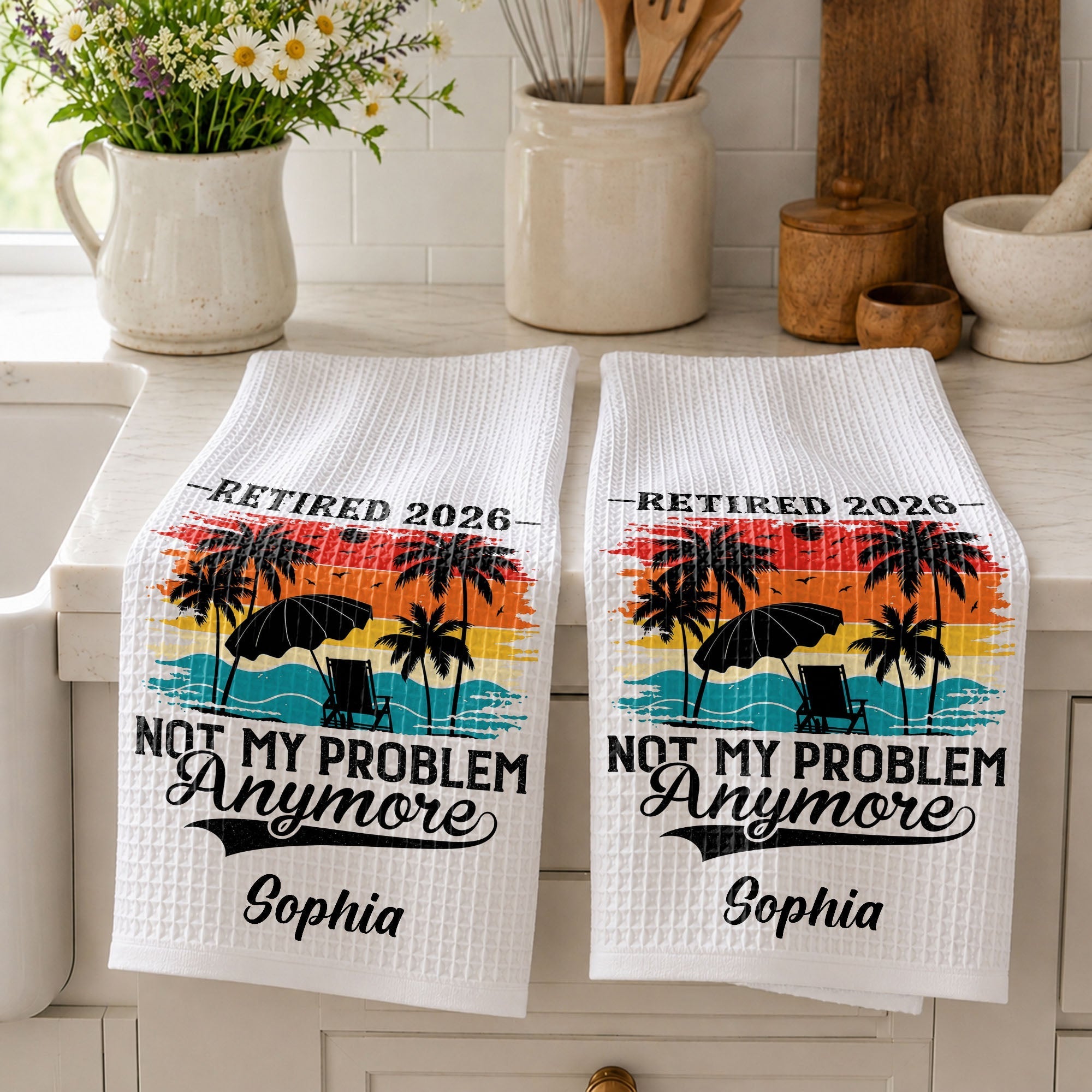 Personalized Funny Kitchen Towel Retirement Gift for Her