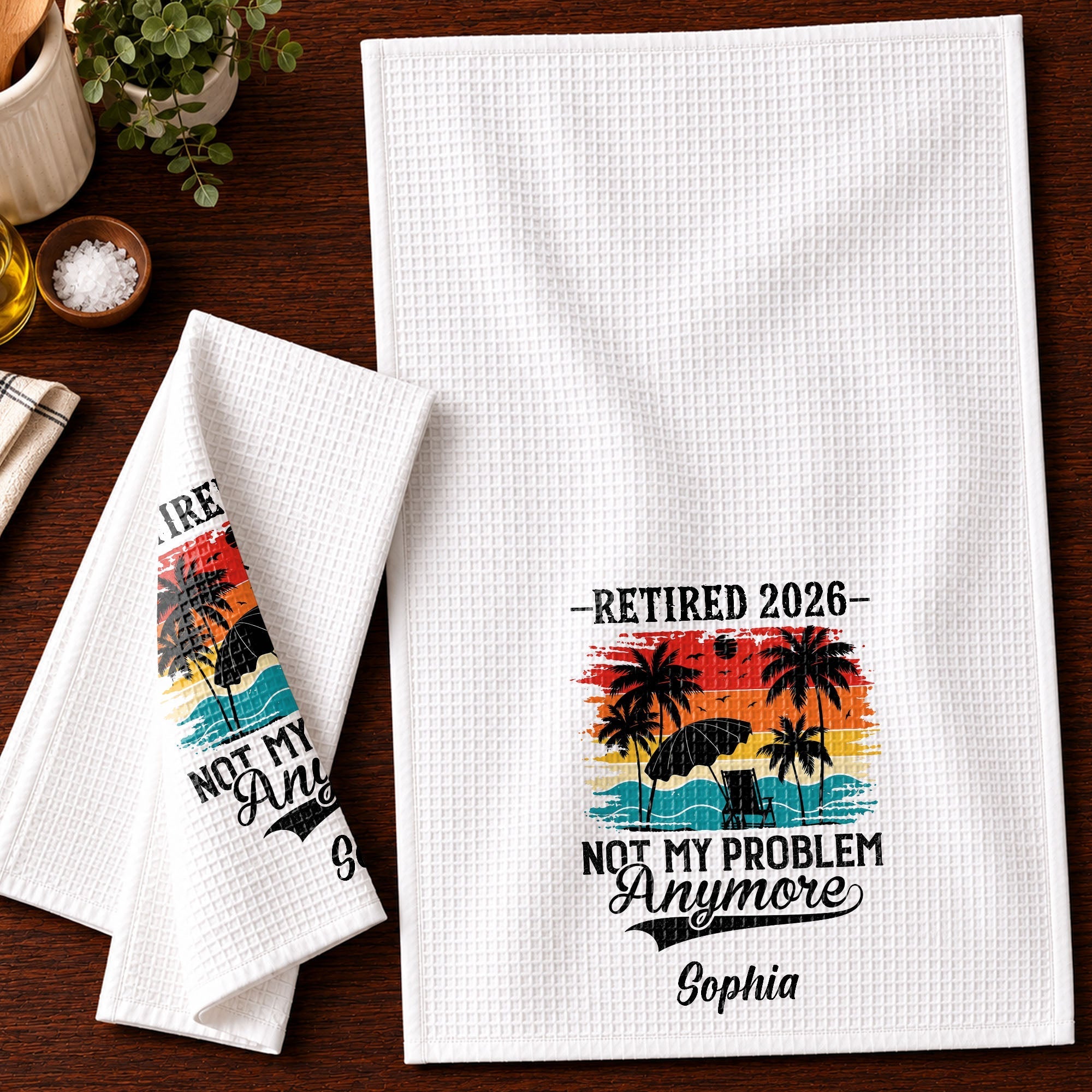 Personalized Funny Kitchen Towel Retirement Gift for Her