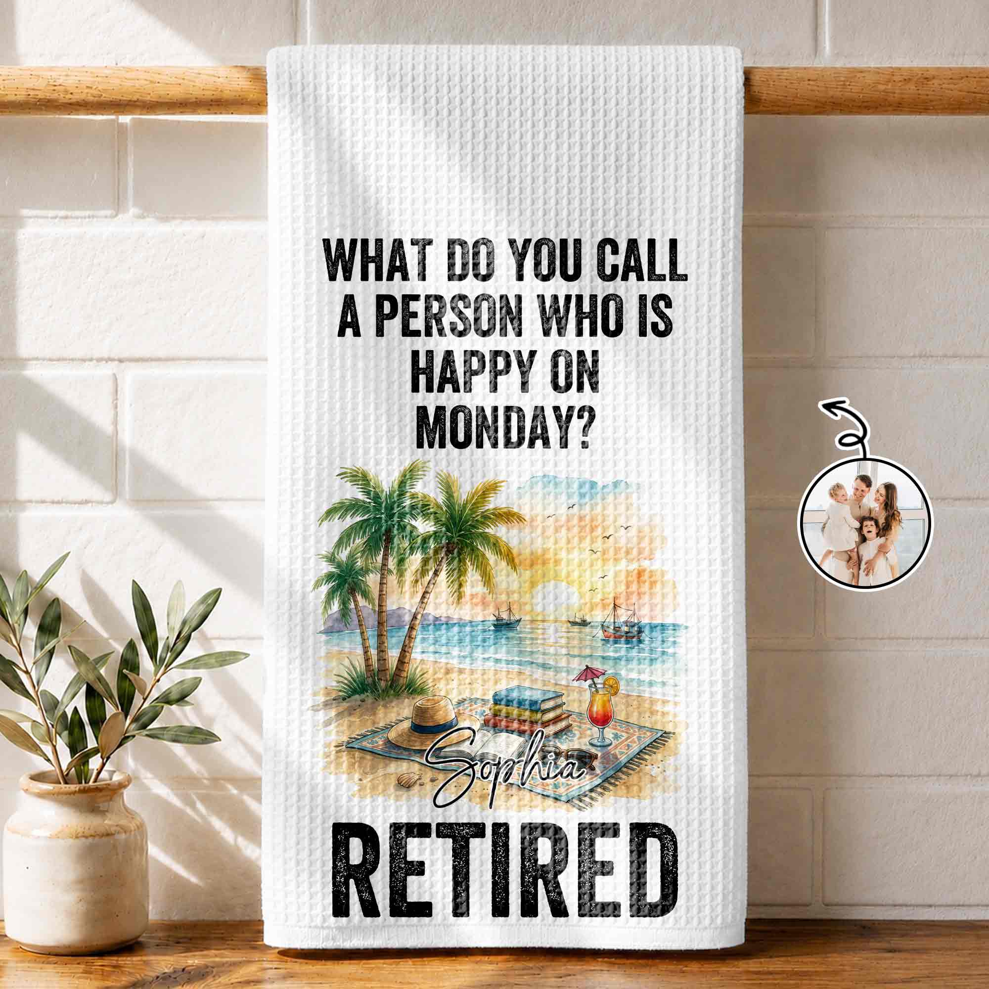 Funny Personalized Kitchen Towel Gift for Retirement - Custom Design
