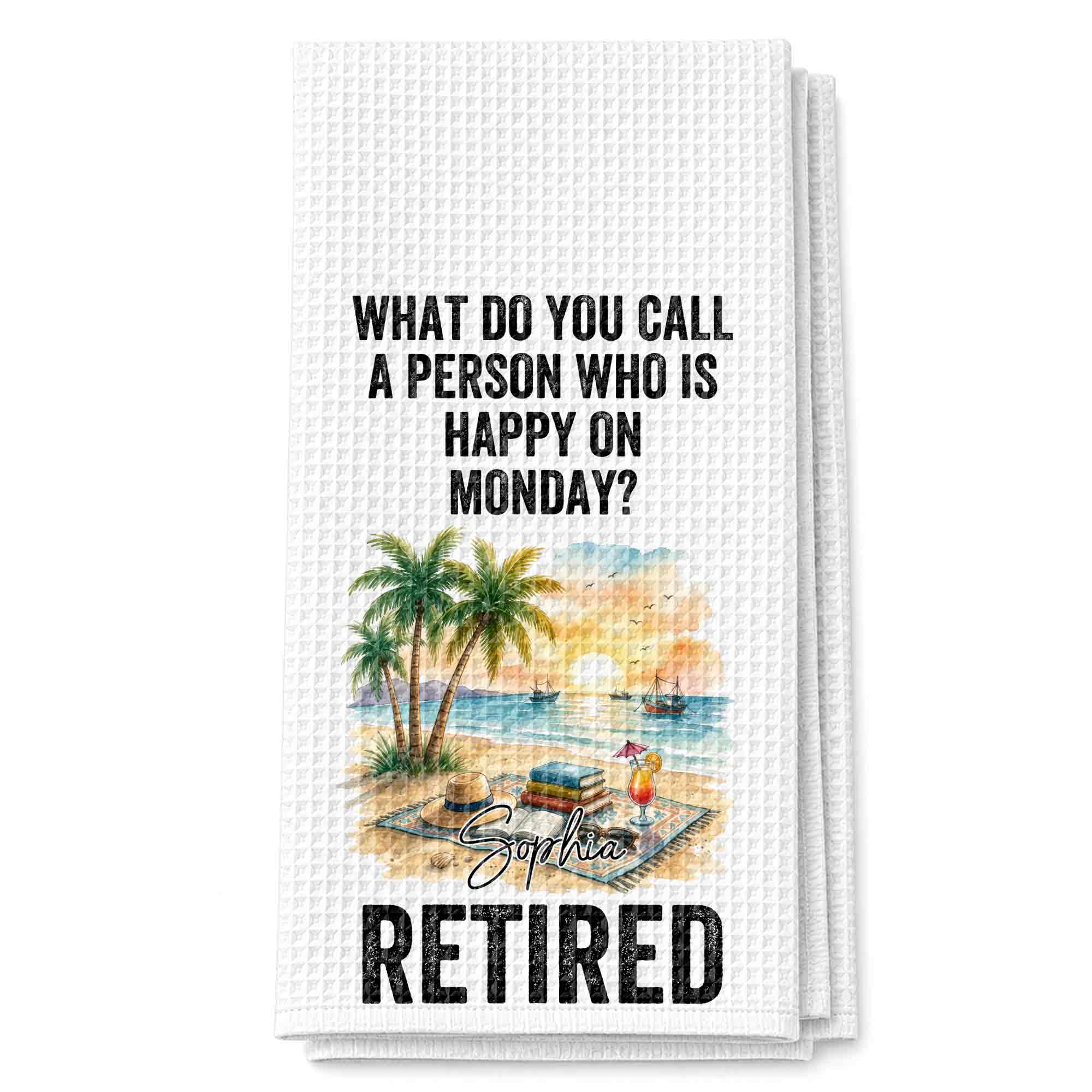 Funny Personalized Kitchen Towel Gift for Retirement - Custom Design