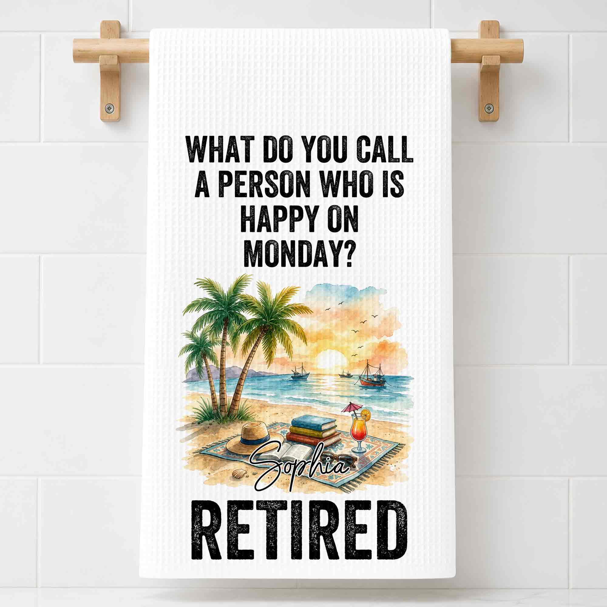 Funny Personalized Kitchen Towel Gift for Retirement - Custom Design