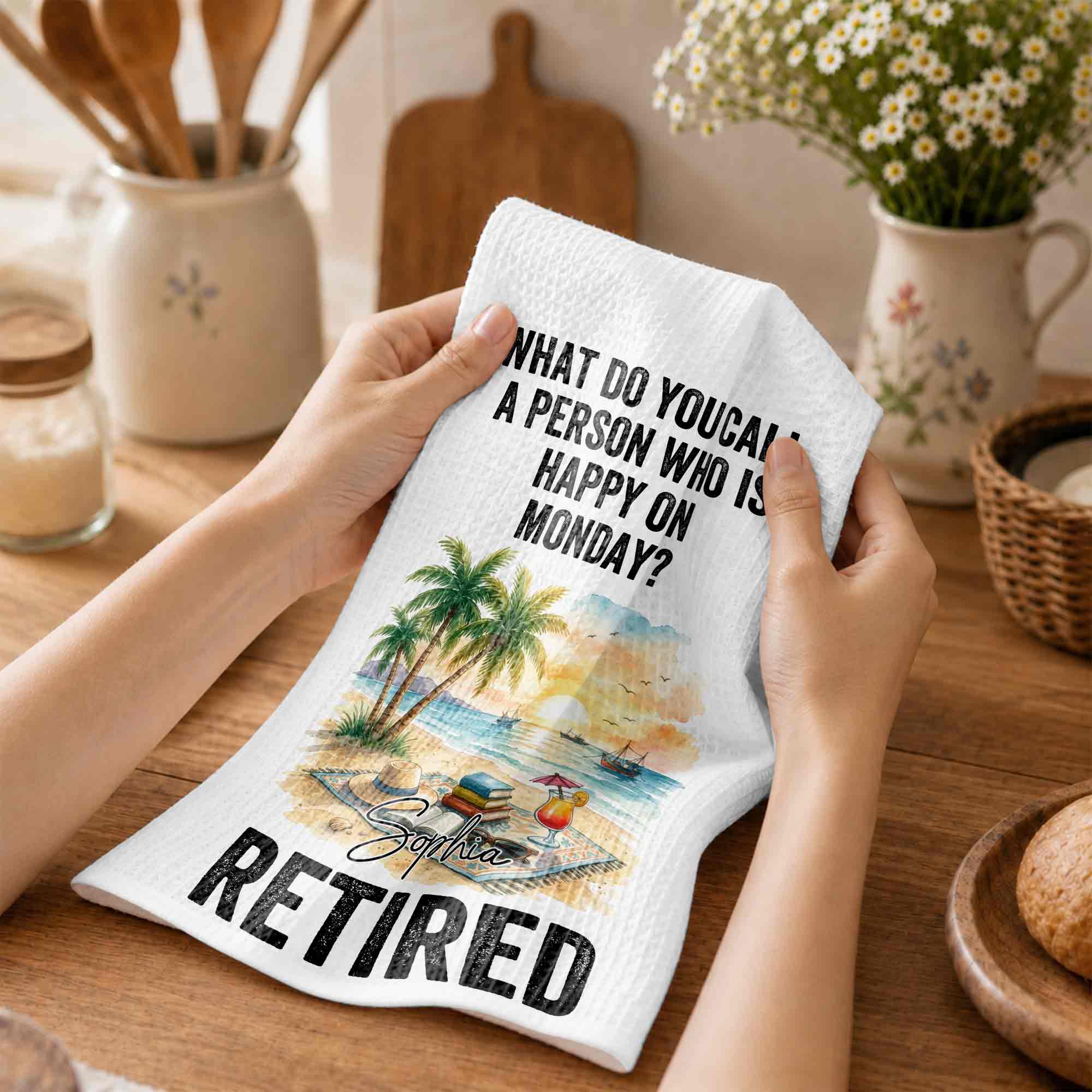 Funny Personalized Kitchen Towel Gift for Retirement - Custom Design