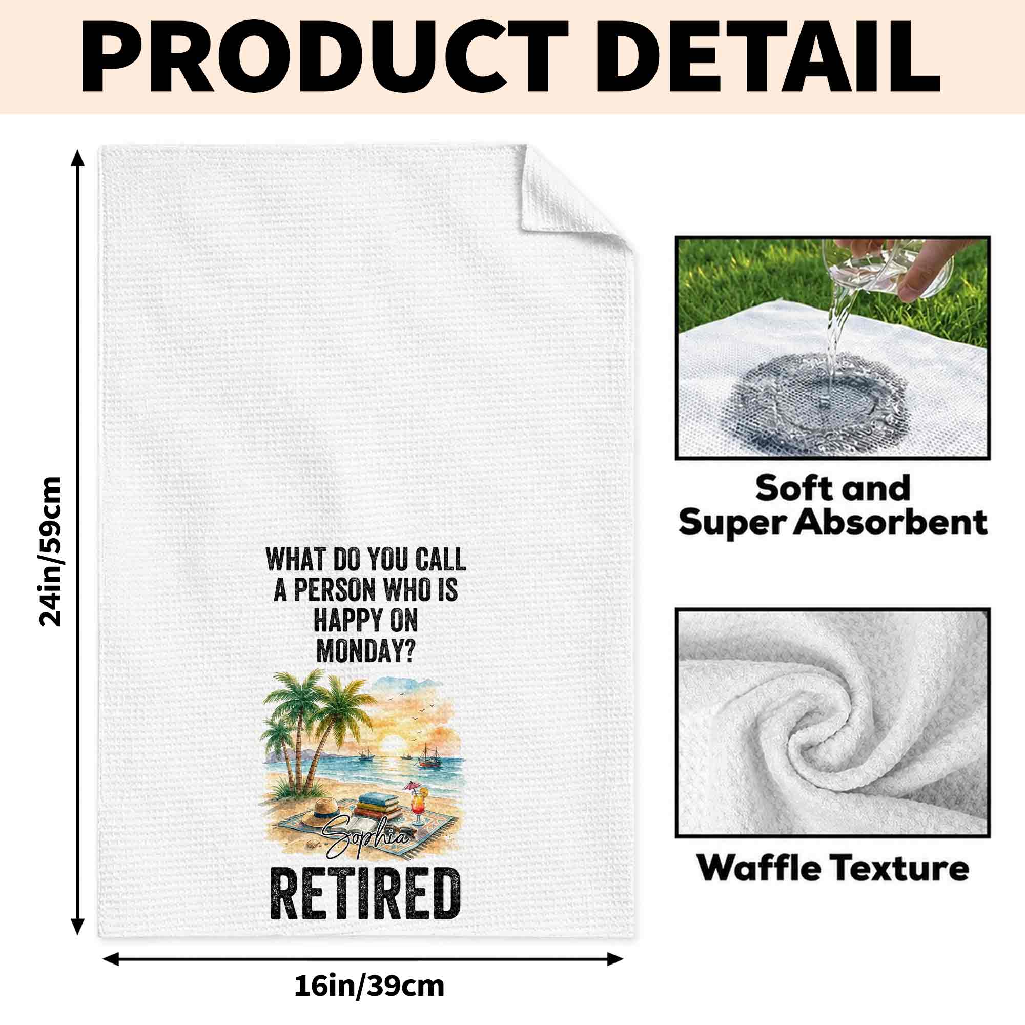 Funny Personalized Kitchen Towel Gift for Retirement - Custom Design