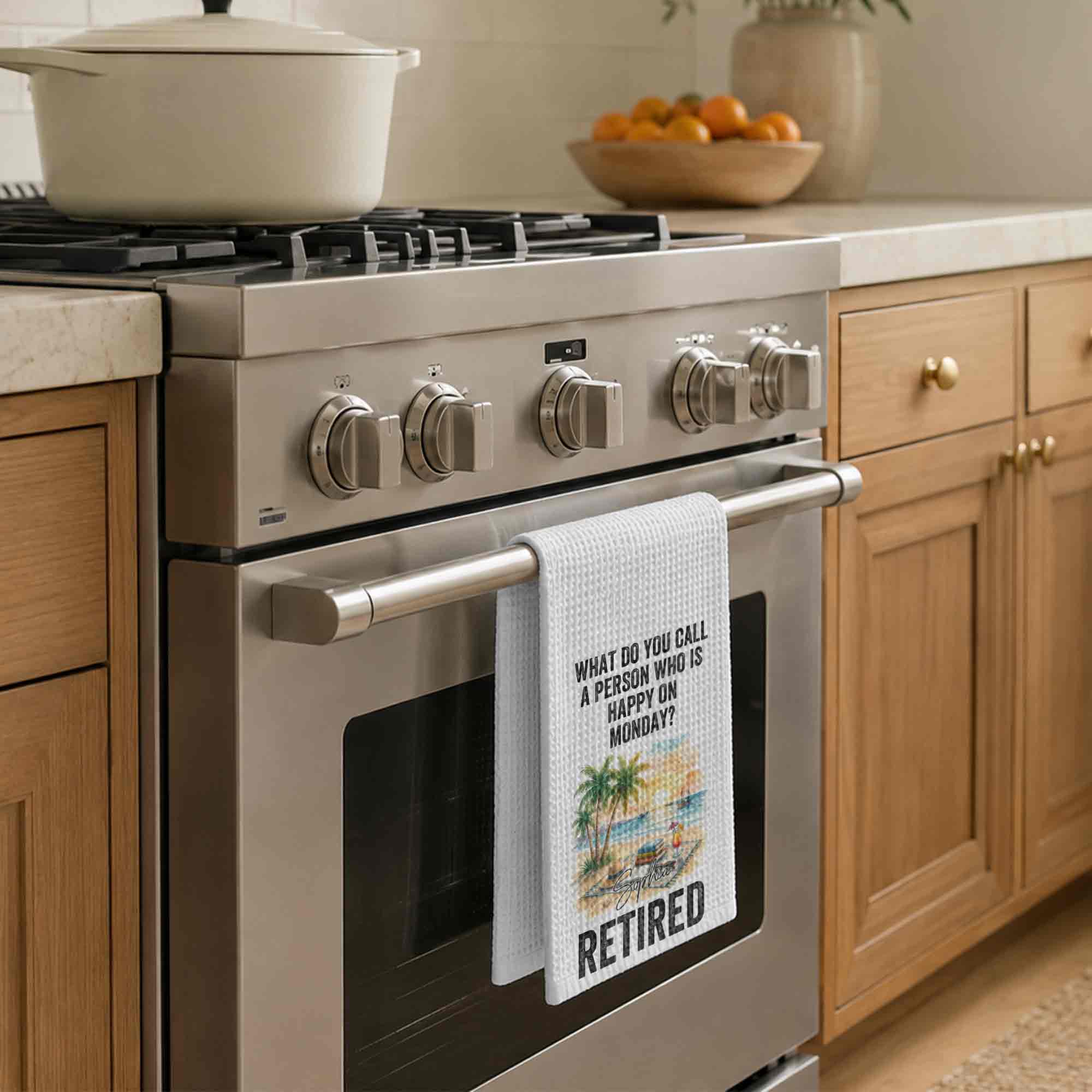 Funny Personalized Kitchen Towel Gift for Retirement - Custom Design