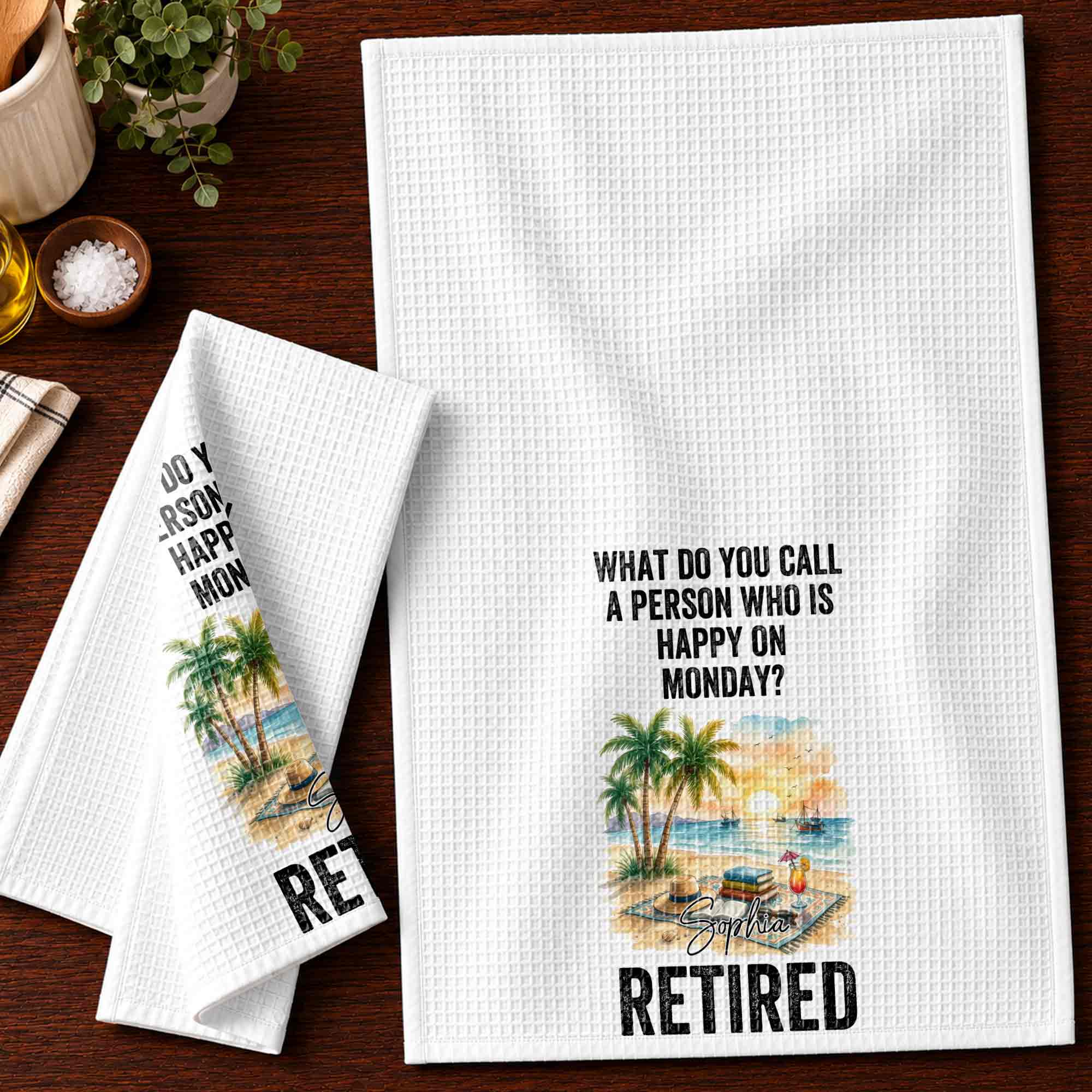 Funny Personalized Kitchen Towel Gift for Retirement - Custom Design