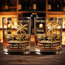 Load image into Gallery viewer, Personalized Custom Whiskey Glass with Palm Tree Design Gift for Dad
