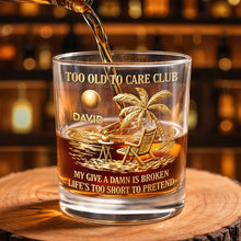 Load image into Gallery viewer, Personalized Custom Whiskey Glass with Palm Tree Design Gift for Dad
