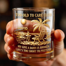 Load image into Gallery viewer, Personalized Custom Whiskey Glass with Palm Tree Design Gift for Dad
