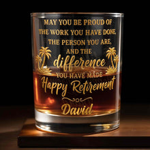 Load image into Gallery viewer, Personalized Custom Whiskey Glass with Palm Trees Gift for Retirement
