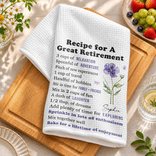 Load image into Gallery viewer, Personalized Kitchen Towel Custom Birth Month Flower Retirement Gift
