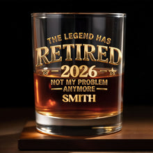 Load image into Gallery viewer, Personalized Custom Whiskey Glass Gift for Retirement or Dad
