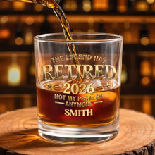 Load image into Gallery viewer, Personalized Custom Whiskey Glass Gift for Retirement or Dad
