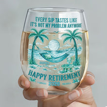 Load image into Gallery viewer, Personalized Stemless Wine Glass Happy Retirement Gift for Coworker
