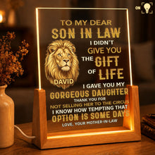 Load image into Gallery viewer, Personalized Acrylic Night Light for Son-in-Law with Wood Base
