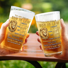 Load image into Gallery viewer, Personalized Custom Beer Glass Gift for Son-In-Law - Lion Message
