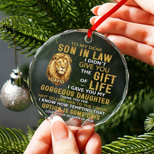Load image into Gallery viewer, Personalized Glass Circle Ornament Gift for Son-in-Law - Lion Art
