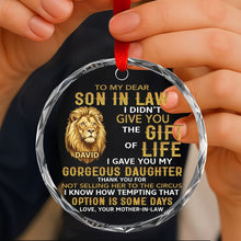 Load image into Gallery viewer, Personalized Glass Circle Ornament Gift for Son-in-Law - Lion Art
