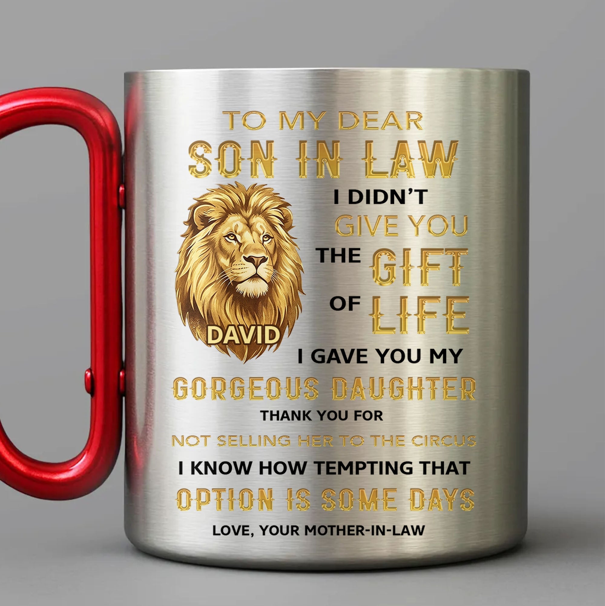 Personalized Stainless Steel Carabiner Mug Gift for Son-in-Law