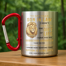Load image into Gallery viewer, Personalized Stainless Steel Carabiner Mug Gift for Son-in-Law
