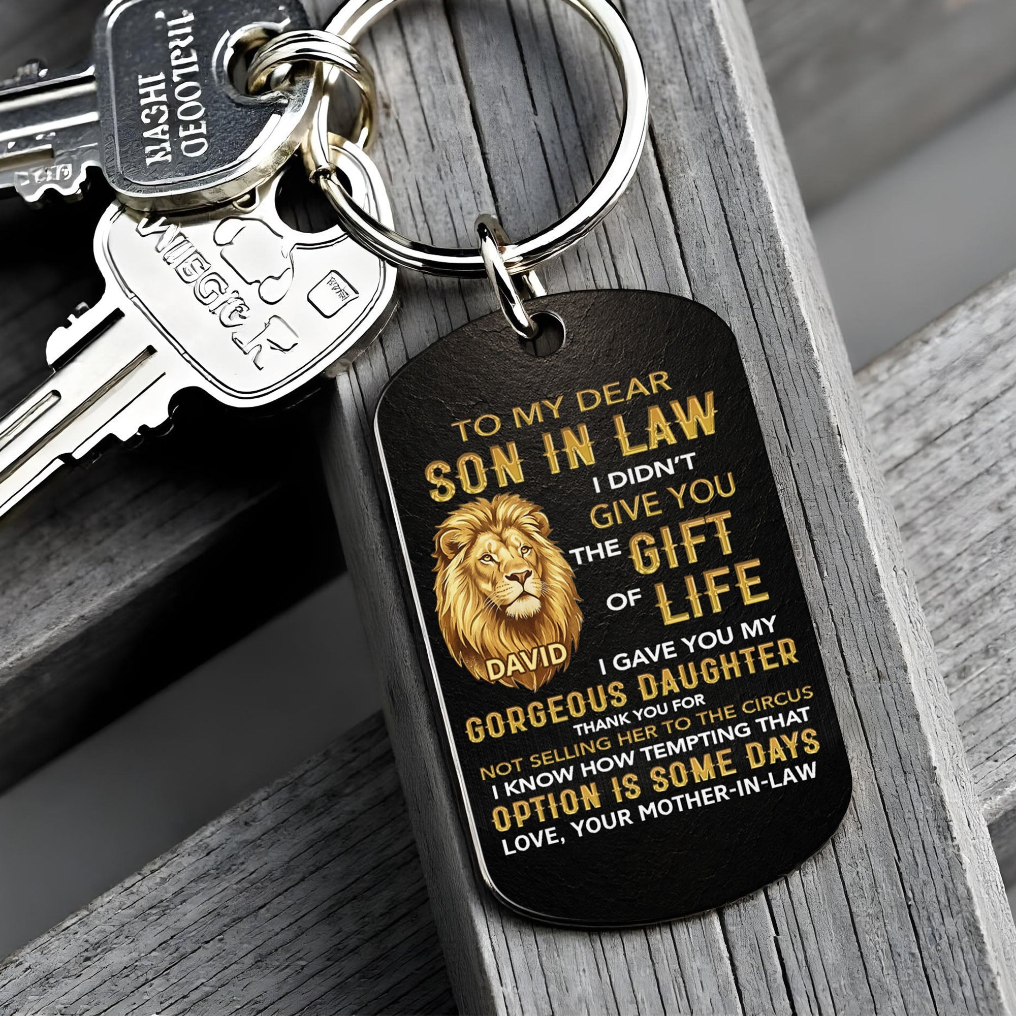 Personalized Stainless Steel Keychain Unique Gift for Son-in-Law