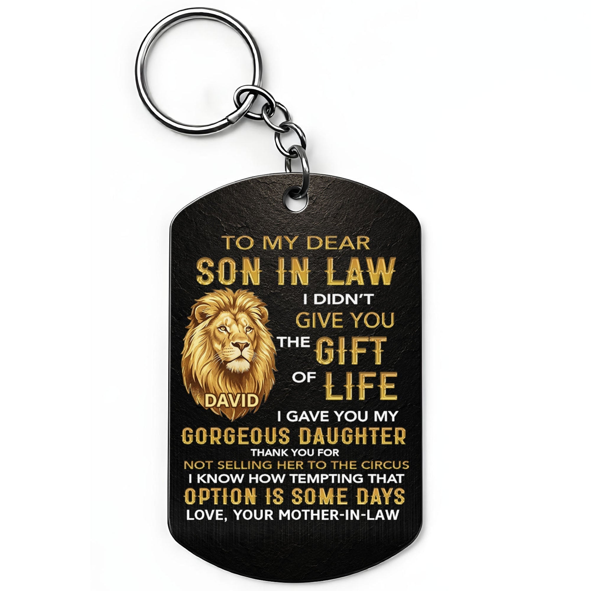 Personalized Stainless Steel Keychain Unique Gift for Son-in-Law
