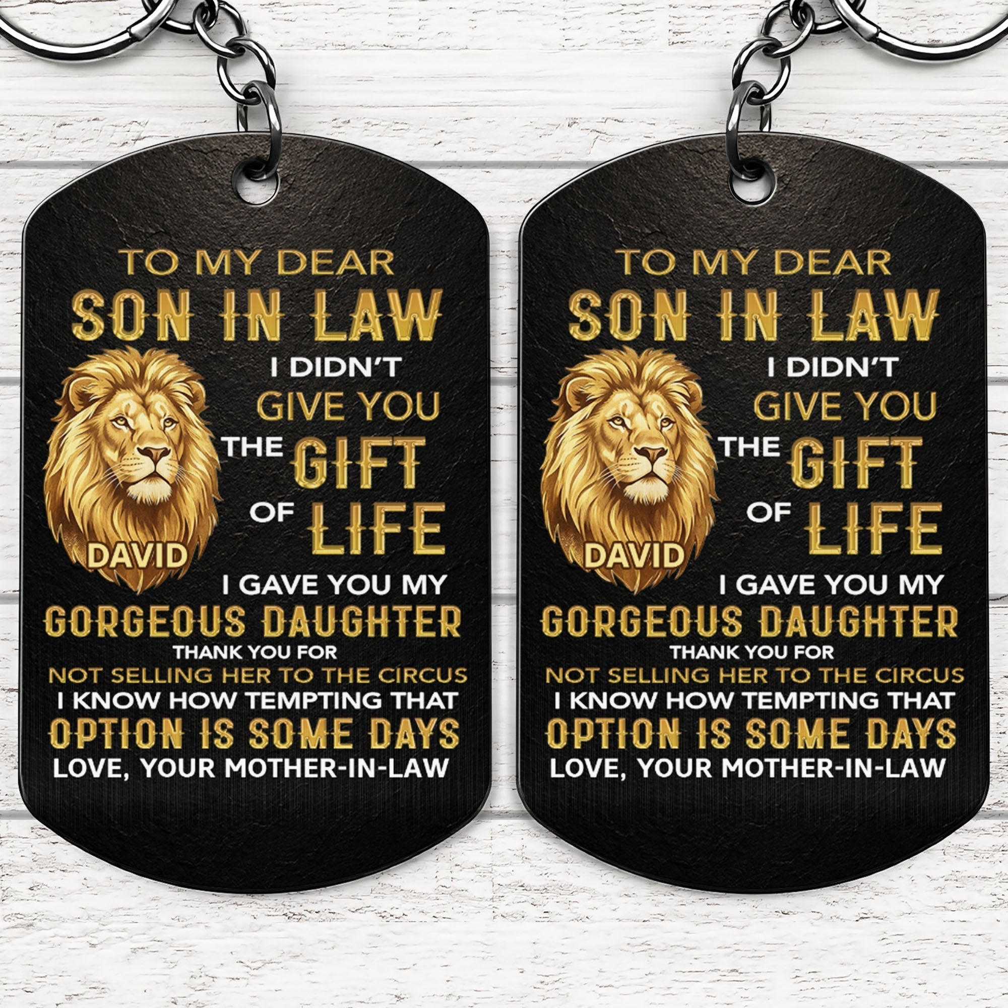 Personalized Stainless Steel Keychain Unique Gift for Son-in-Law