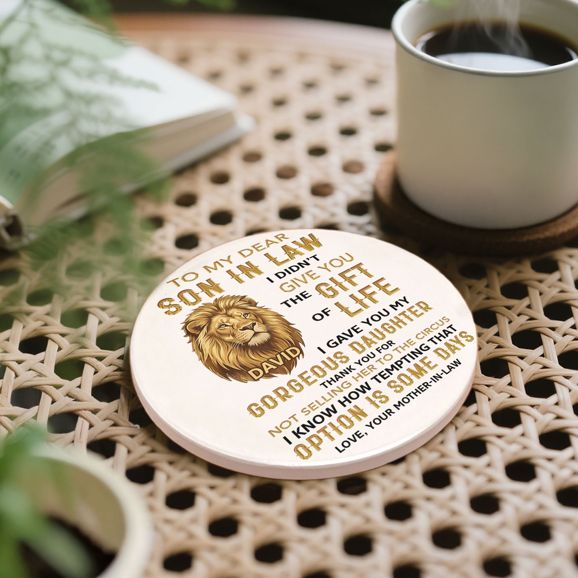 Personalized Ceramic Coaster Gift for Son-in-Law Custom Design