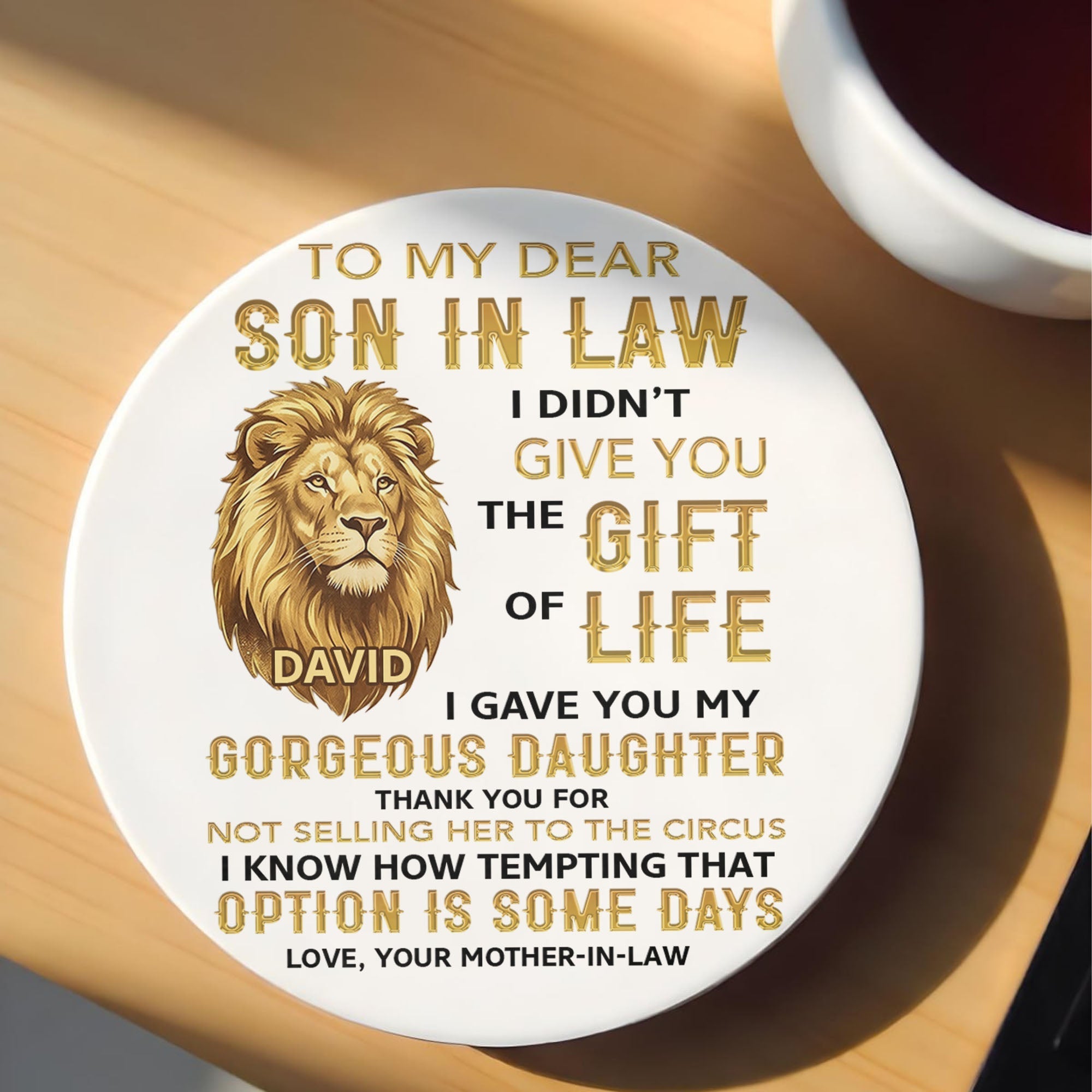 Personalized Ceramic Coaster Gift for Son-in-Law Custom Design