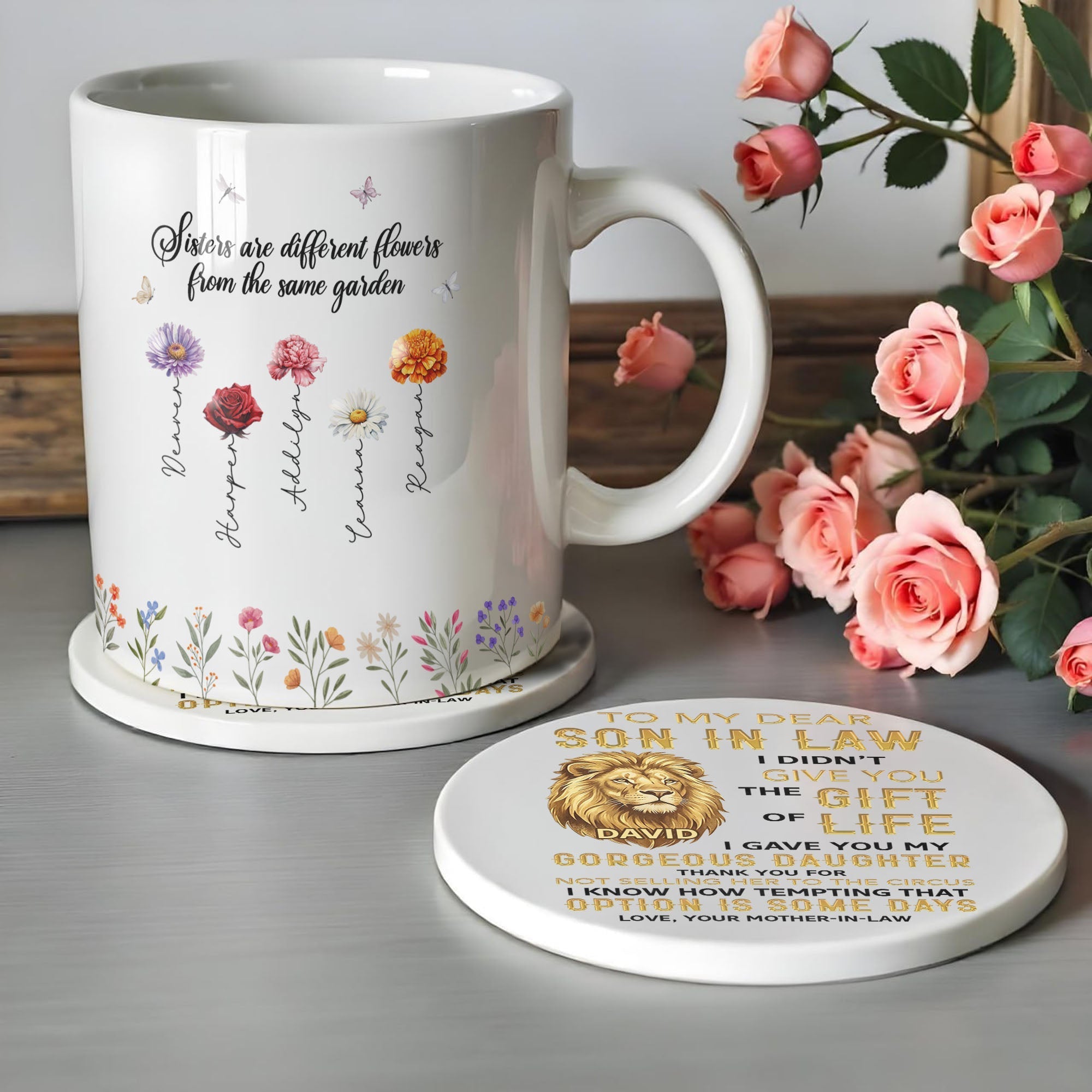 Personalized Ceramic Coaster Gift for Son-in-Law Custom Design