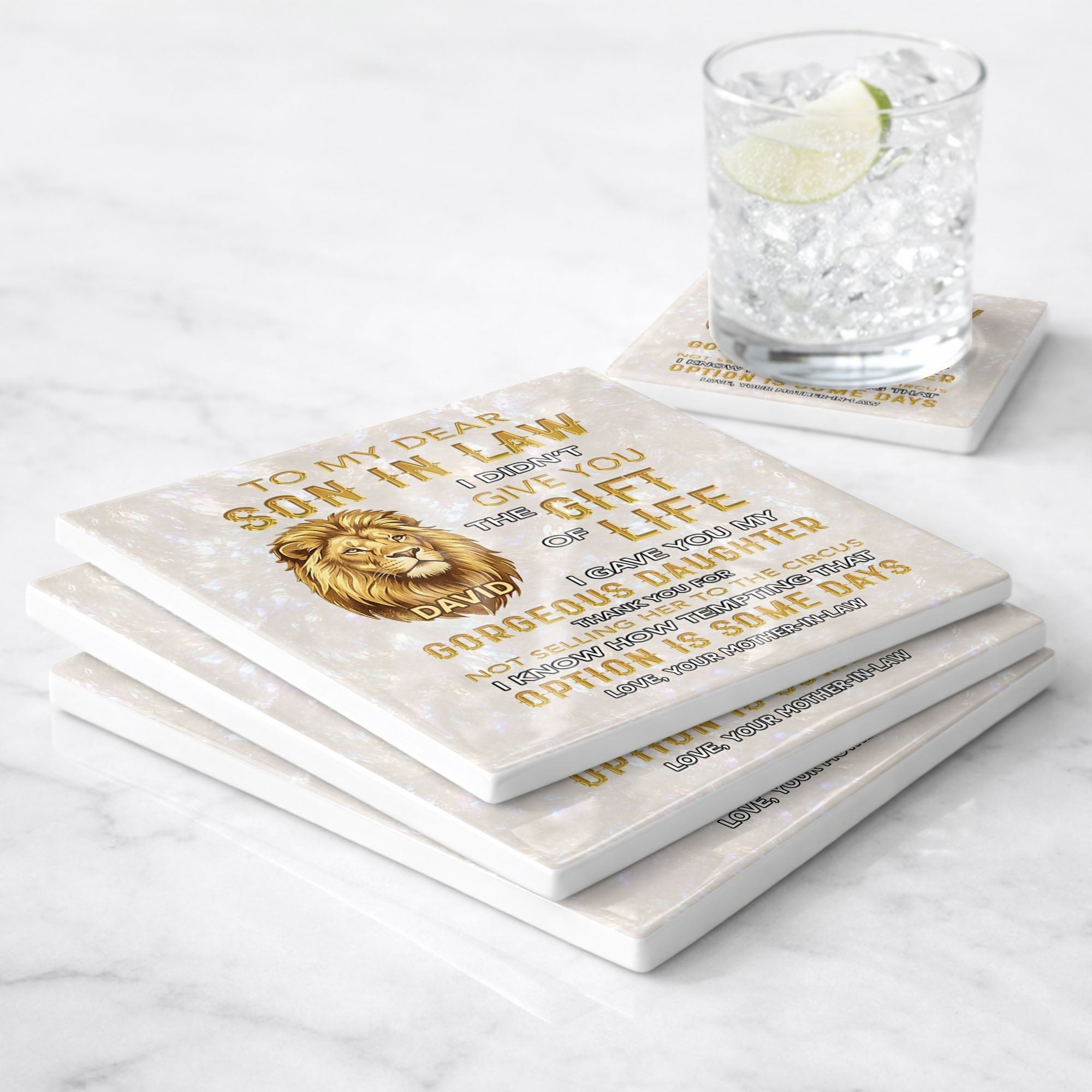 Personalized Ceramic Coaster Custom Gift for Son-in-Law