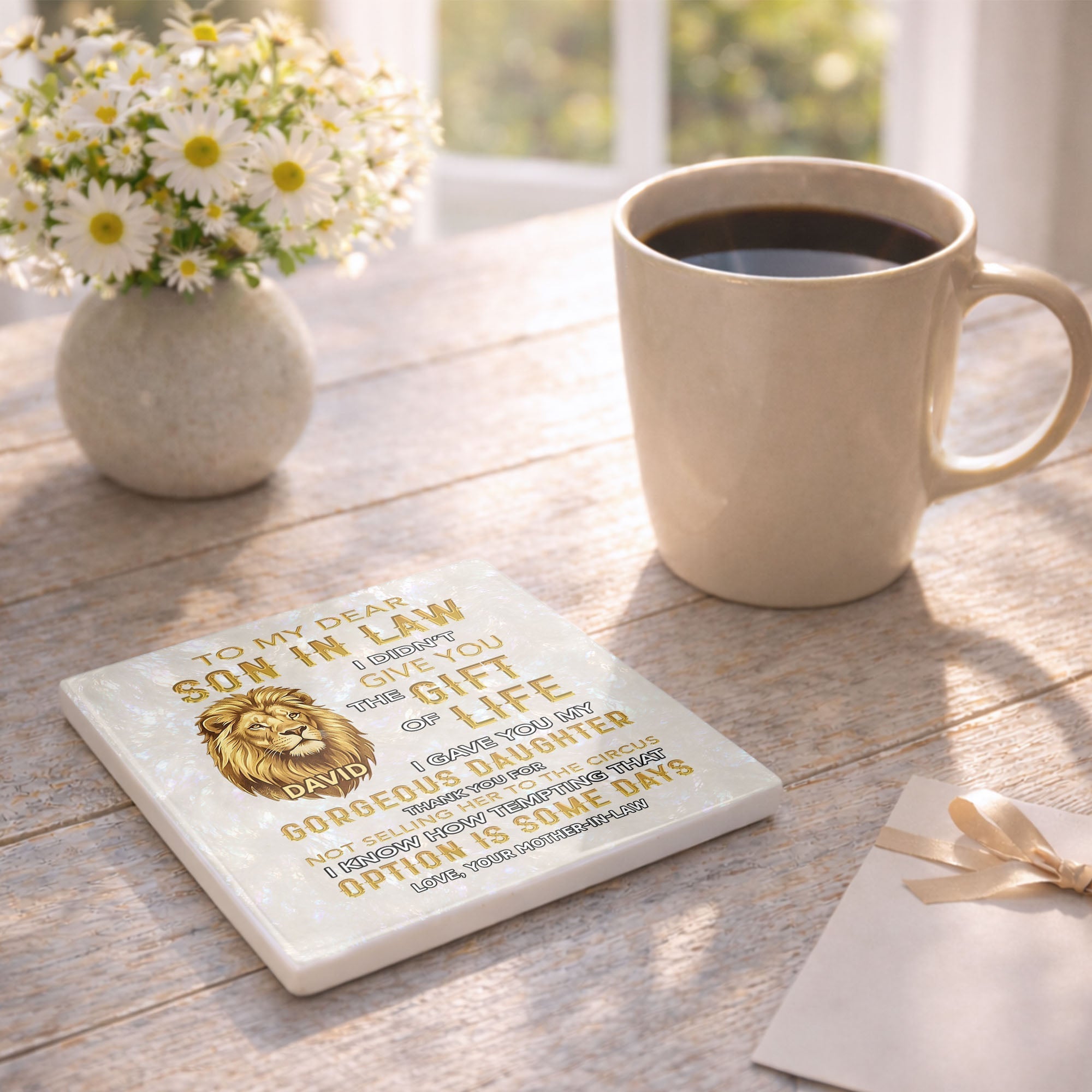 Personalized Ceramic Coaster Custom Gift for Son-in-Law